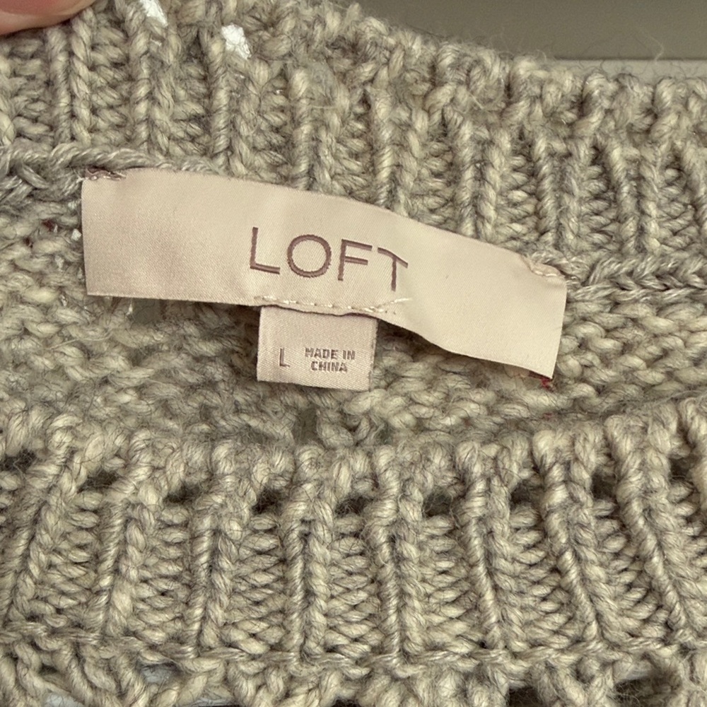 Loft pointelle, scalloped hem wool blend sweater - Picture 3 of 4
